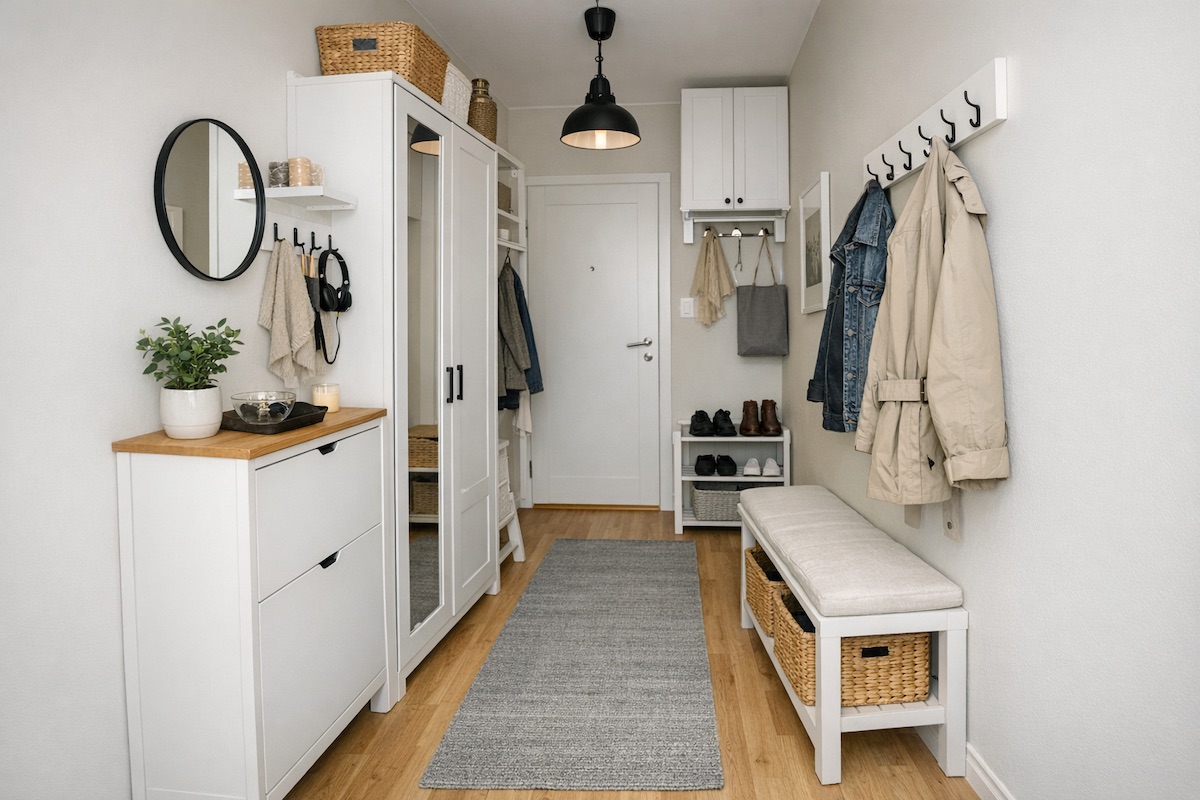 мебли икеа для хранения в узкой прихожей