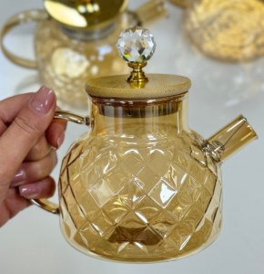 Чайник заварочный стеклянный Olens «Янтарный Ромбус», 600мл, 102-978