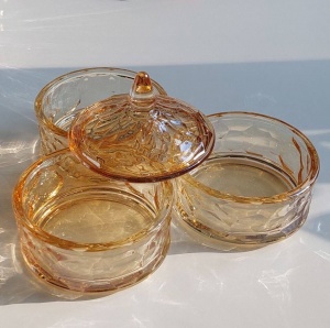 Цукерниця Olens "Живе золото", 3 яруси*400мл, бурштинова, скло, 102-141
