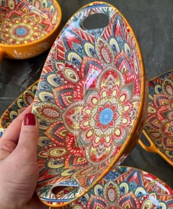 Салатник з ручками 23*15*7см, 500мл Olens "Мальований жовтий", 8030-476