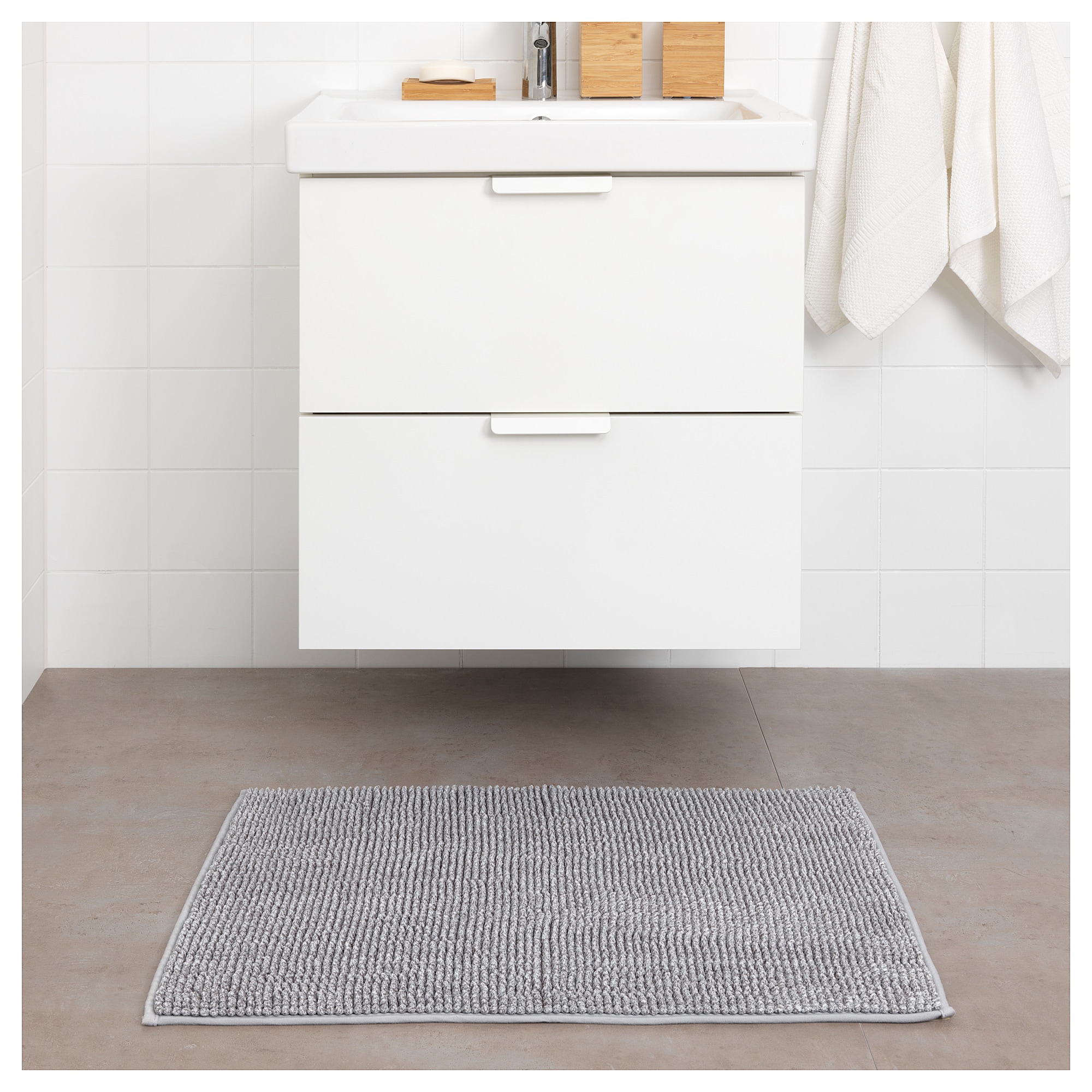 Коврик для ванной IKEA TOFTBO 50x80 см серый 904.222.51