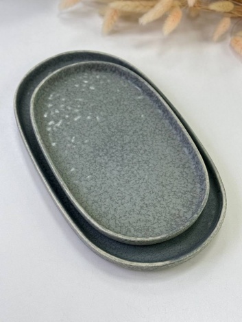 Тарілка овальна 23,5см*14,3см*1,7см Olens "Конкрето", 101-0424